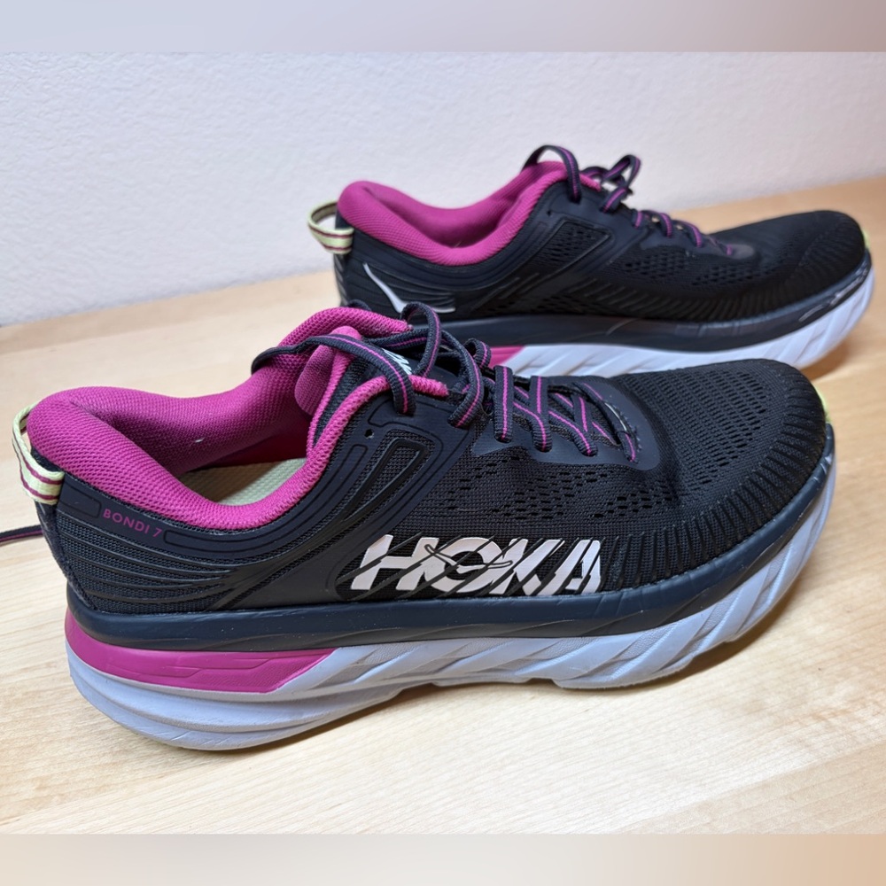 Hoka One One Women's Black and Pink Athletic Shoes